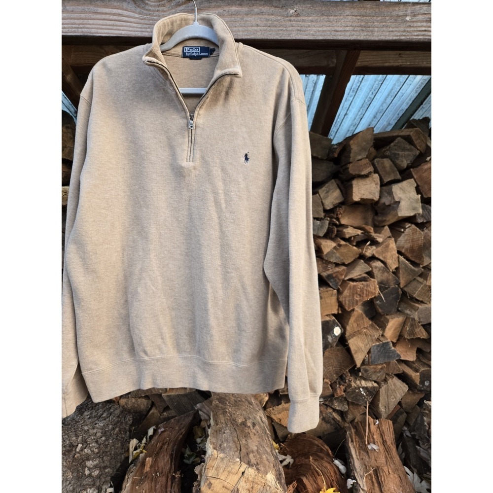 Vintage Polo Ralph Lauren Quarter Zip ‎ Cotton Jumper Sweater Men's Size Large